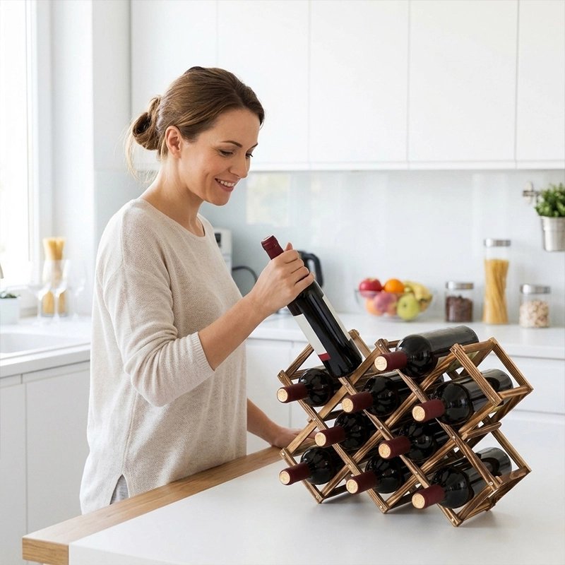 Casier bouteille bois teinté