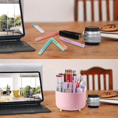 Organisateur Bureau - DesktopOrganizer™ - Rose - Essentiels de rangement