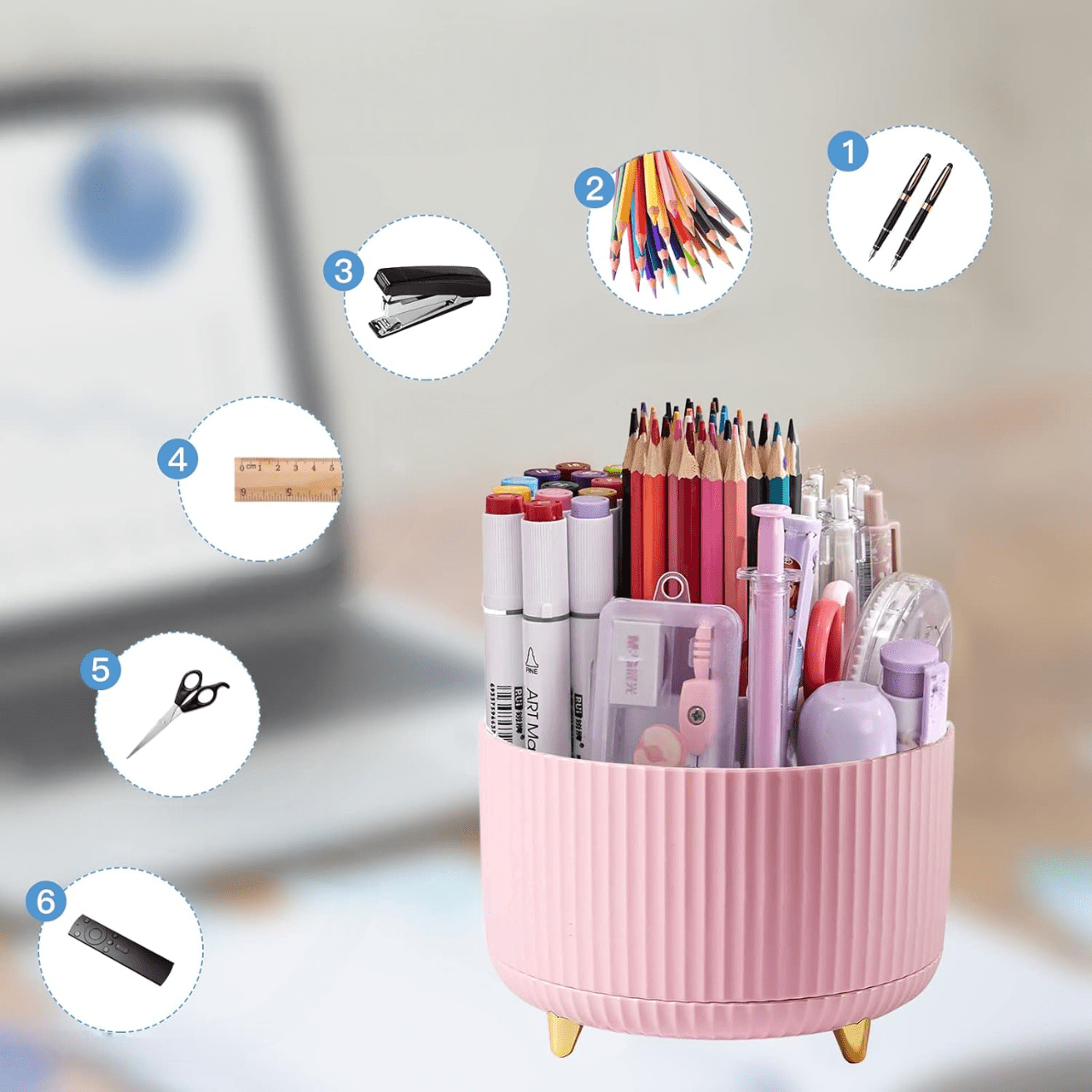 Organisateur Bureau - DesktopOrganizer™ - Rose - Essentiels de rangement