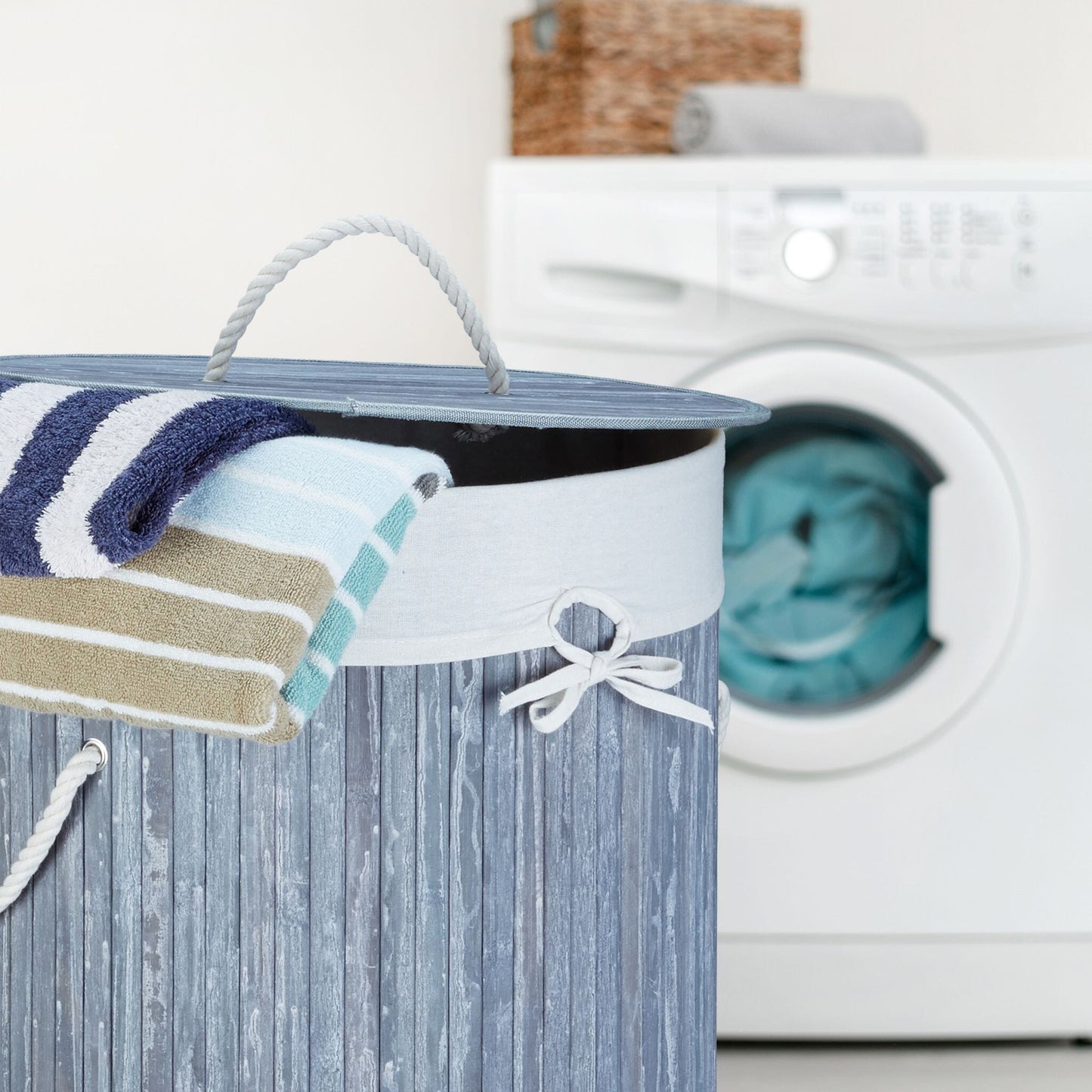 Panier de rangement - BambooLaundryBasket™ - Gris Clair - Essentiels de rangement