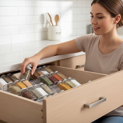 rangement epices tiroirs esthetique