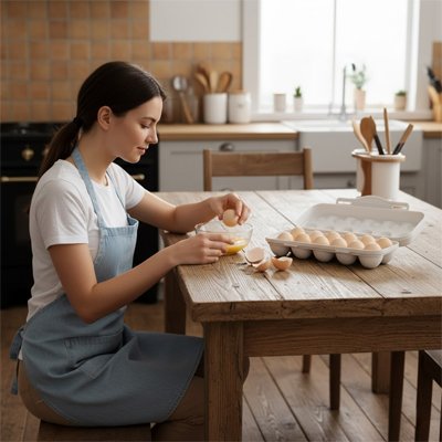 Boite-à-oeufs-dame-arrange-oeufs-sur-table