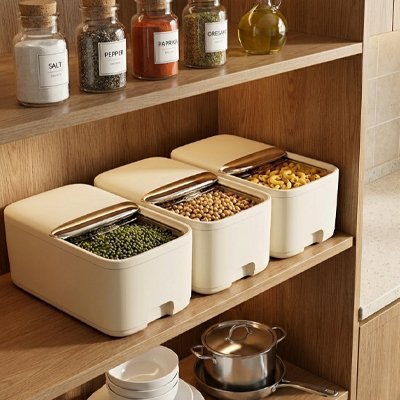 Boite de conservation alimentaire dans placard 