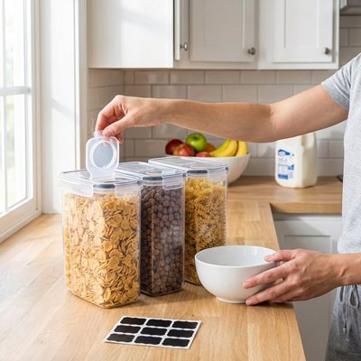 Boite de conservation alimentaire femme touche couvercle 
