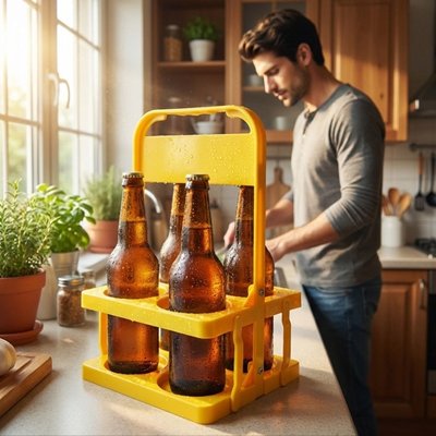 Casier bouteille jaune pour bière 