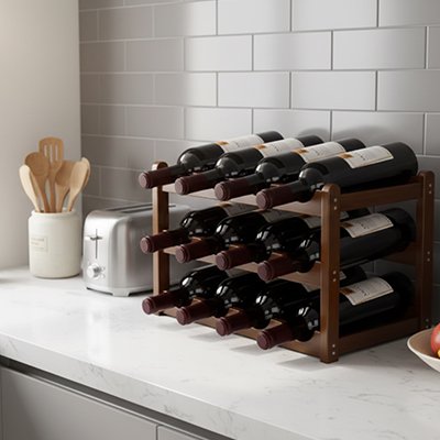 Casier bouteille sur comptoir granite 