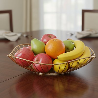 Corbeille a fruit couleur or spacieux 