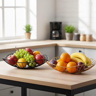 Corbeille a fruit dyade or noir 