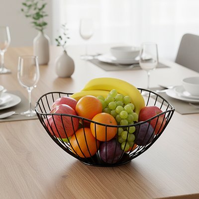 Corbeille a fruit orange pomme banane raisin prune