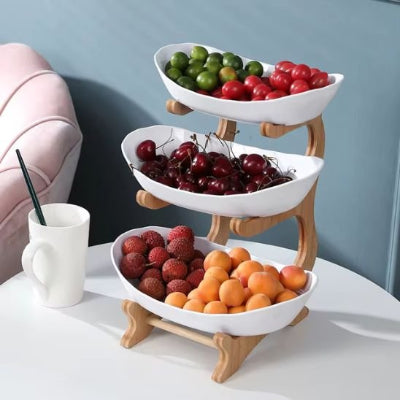 corbeille a fruits trois niveaux blanc