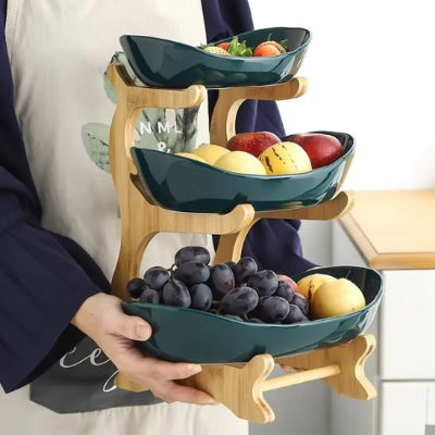corbeille a fruits trois niveaux-vert