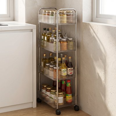 Desserte a roulette quatre niveaux transparent 