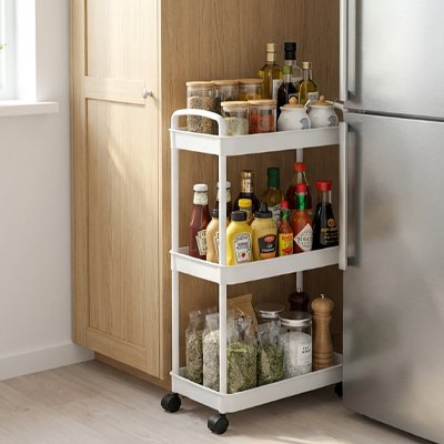 Desserte-a-roulettes-trois-niveaux-blanche-utilitaire