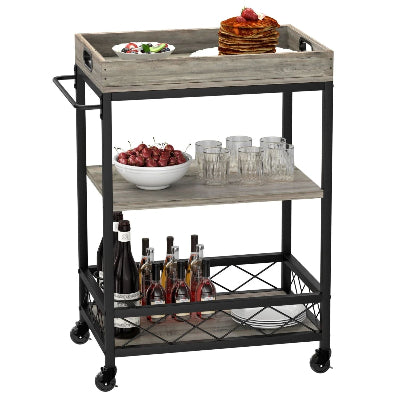 desserte cuisine bois metal gris
