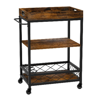 desserte cuisine mobile bois metal marron