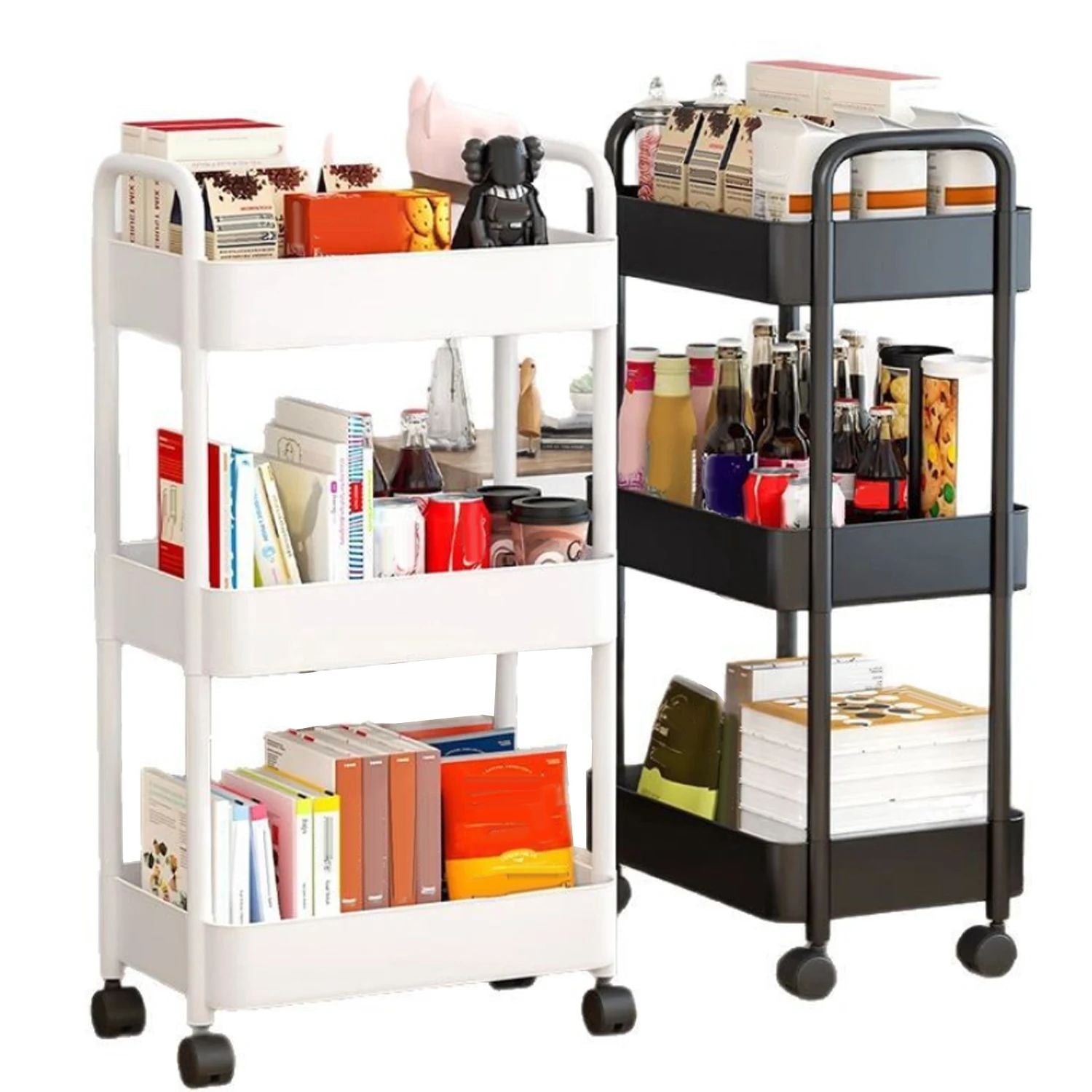 desserte de cuisine trois niveaux blanche noire