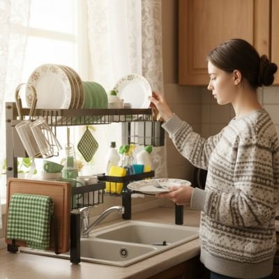 Égouttoir-vaisselle-avec-rack-intégré