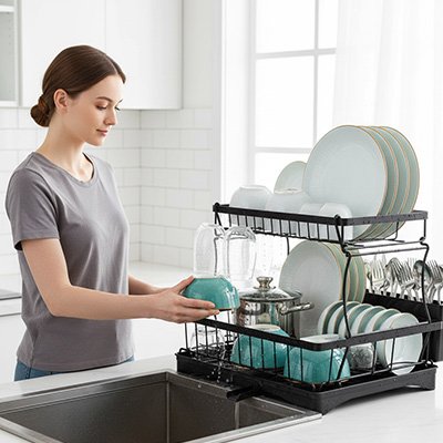 Egouttoir vaisselle avec support verre