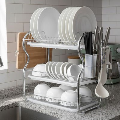 Egouttoir vaisselle ensemble vaisselle blanche