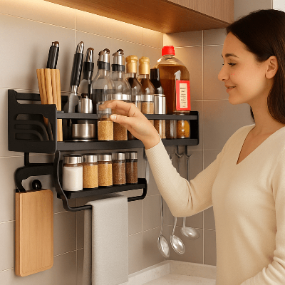 etagere a epice mural femme utilise epice