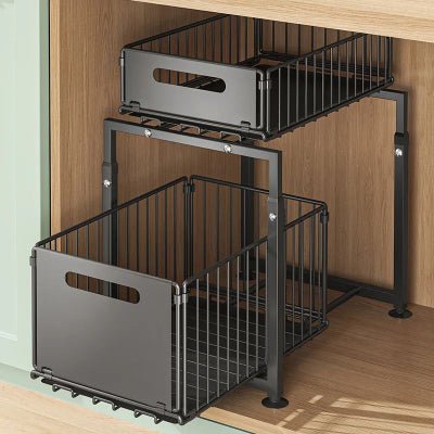 etagere cuisine rangement noir coulissante