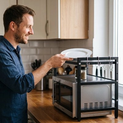 Etagere micro onde quatre patins antidérapants