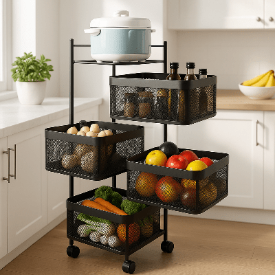 etagere pour cuisine quatre pallier rotatif carre