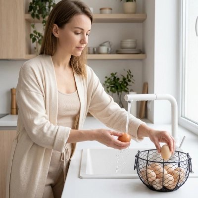 Panier à oeufs sur comptoir