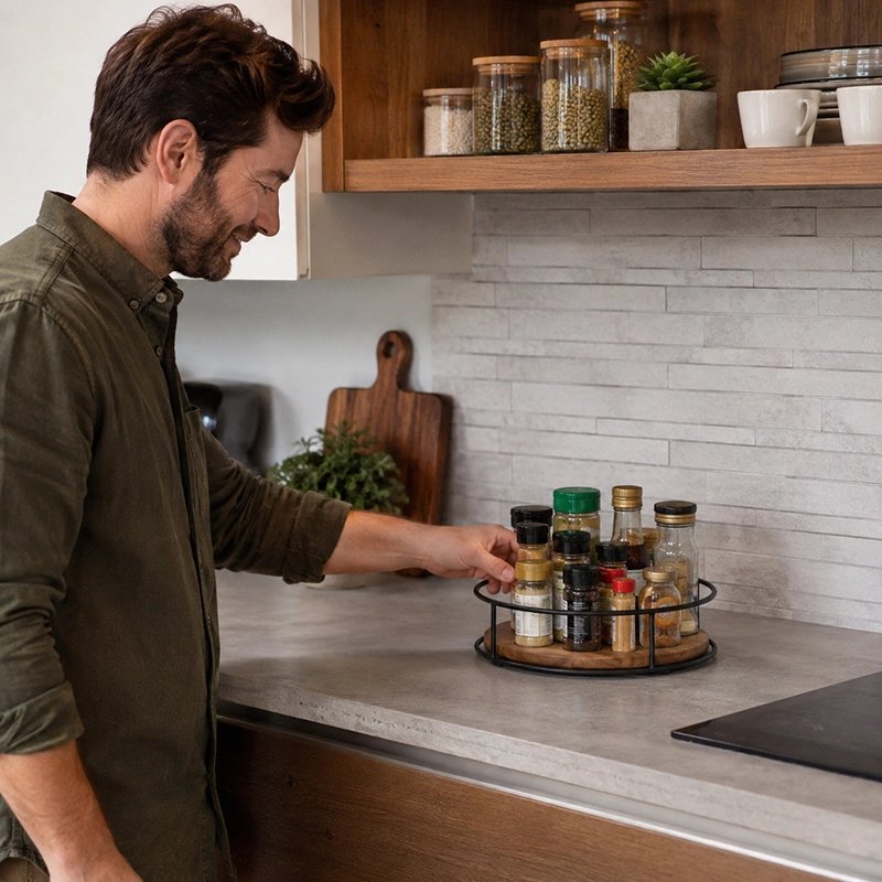 Plateau tournant​ avec bordure metallique noire