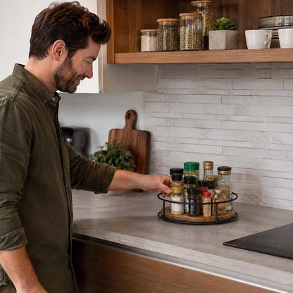 Plateau tournant​ avec bordure metallique noire