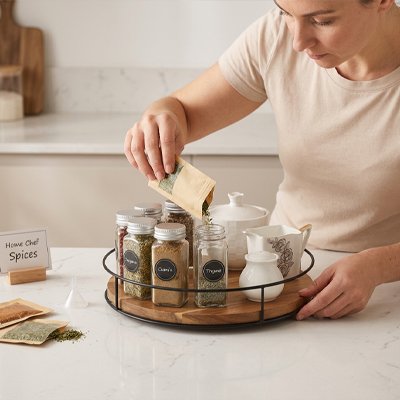 Plateau tournant​ base en bois
