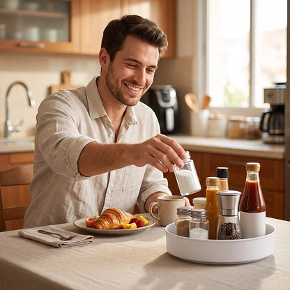 Plateau tournant​ homme prend sel