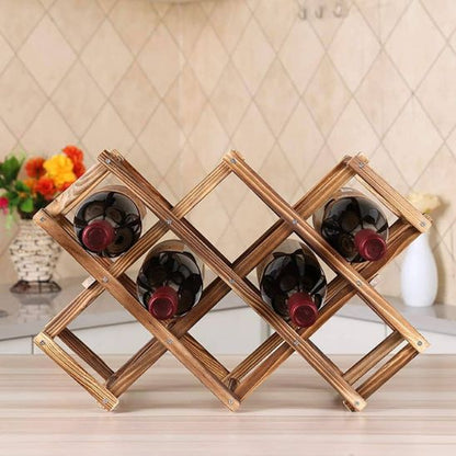 Porte bouteille vin - Bois pliable - Essentiels de rangement