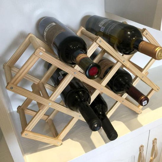 Porte bouteille vin - Bois pliable - Essentiels de rangement