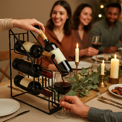 Porte bouteille vin - métal - amis celebrent ensemble