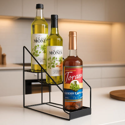 Porte bouteille vin métal  en forme escalier