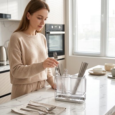 Porte couvert​ femme arrange fourchette