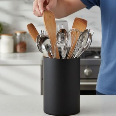 Pot ustensiles cuisine avec spatule en bois 