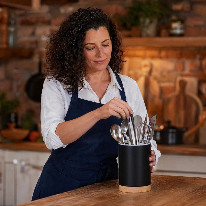 Pot ustensiles Cuisine base en bois