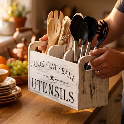 Pot ustensiles Cuisine blanche facilement déplaçable