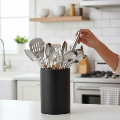 Pot ustensiles cuisine noir ustensils metal 