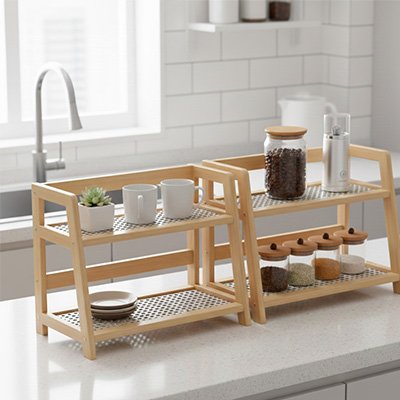 Rangement à épices double étagère tasse grand pot