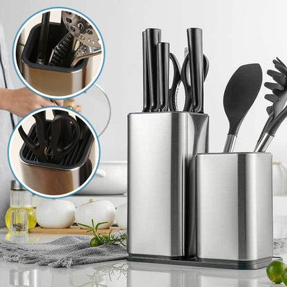 rangement pour couverts stainless sur comptoir