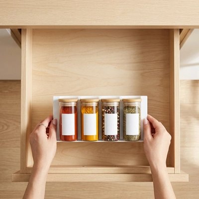 Rangement epices tiroirs blanc unitaire