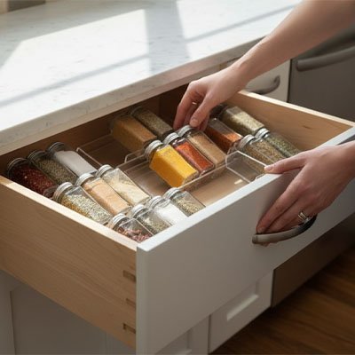 rangement epices tiroirs acrylic