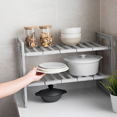 rangement sous evier gris