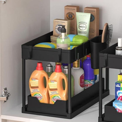 rangement sous evier organisation produit hygiene nettoyage maison