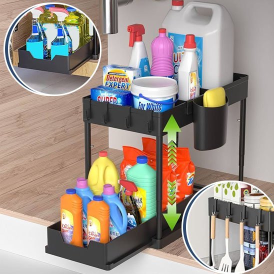 rangement sous evier produits buanderie