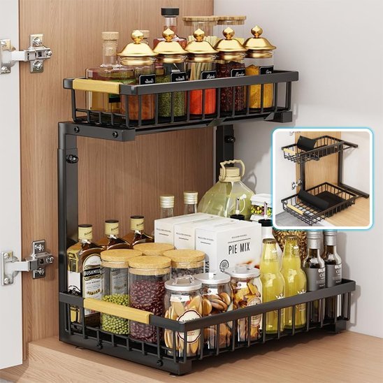 rangement sous evier pot bouteille epices