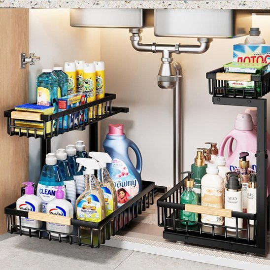 deux rangement sous evier face a face